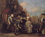 William Hogarth Prodigal son to court arrest oil painting